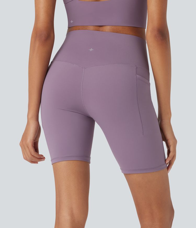 halara ultrasculpt cool quick dry high waisted tummy control hiking biker shorts 7 met zakken - upf 50