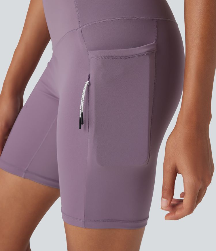 halara ultrasculpt cool quick dry high waisted tummy control hiking biker shorts 7 met zakken - upf 50