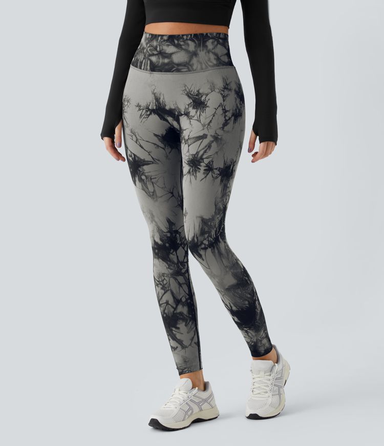 oneform seamless flow yoga leggings met hoge taille en tie-dye print