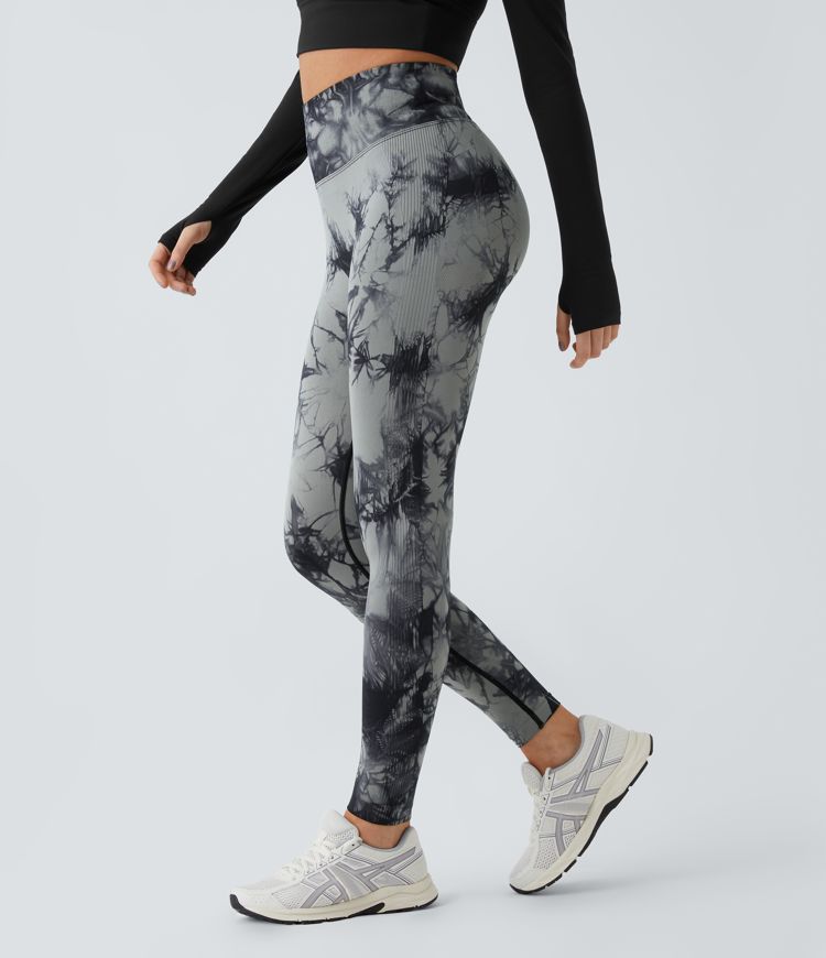 oneform seamless flow yoga leggings met hoge taille en tie-dye print