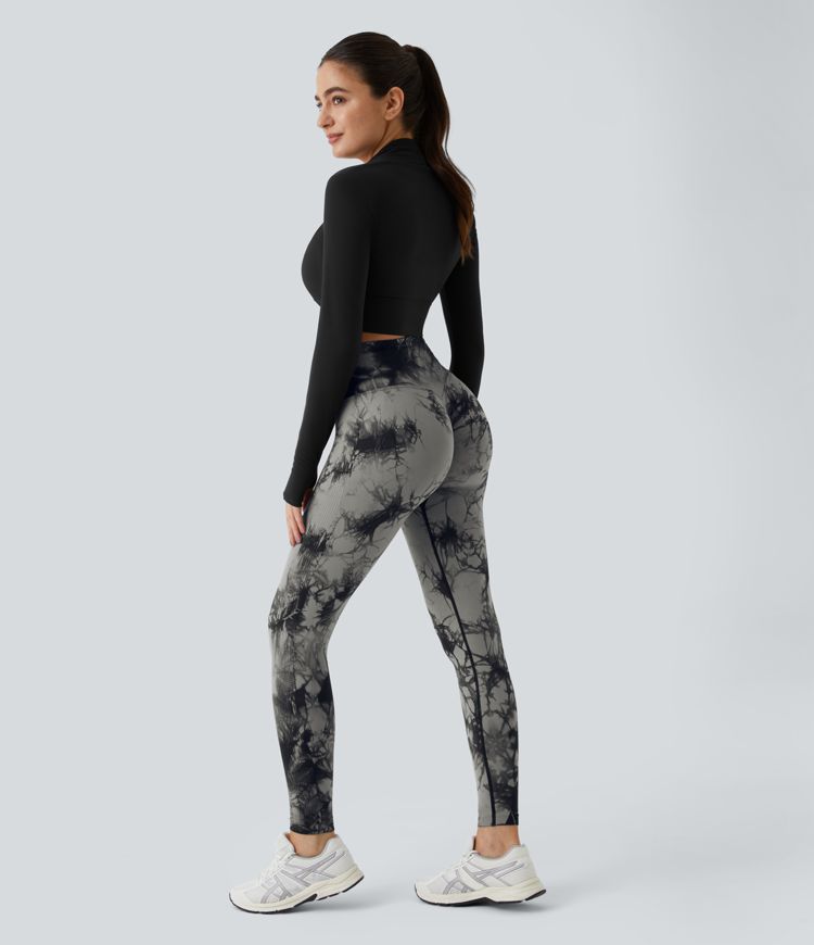 oneform seamless flow yoga leggings met hoge taille en tie-dye print