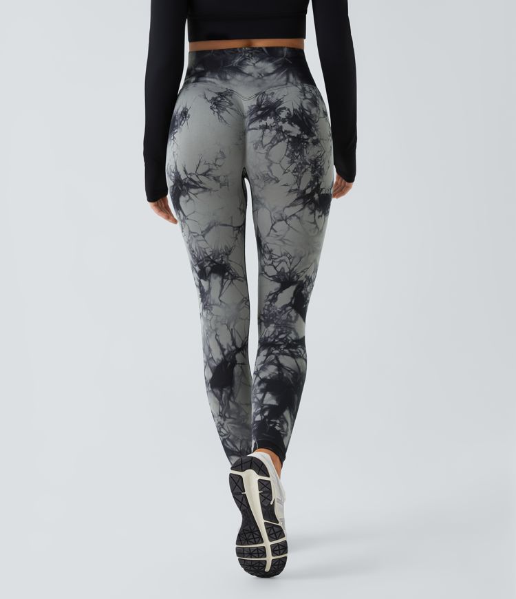oneform seamless flow yoga leggings met hoge taille en tie-dye print