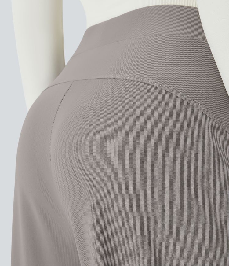 halara flex werkbroek met hoge taille figuurcorrigerende werking wijde pijpen en zakken microwafelstructuur
