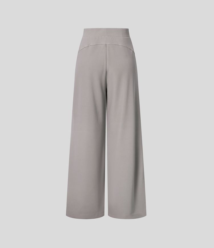 halara flex werkbroek met hoge taille figuurcorrigerende werking wijde pijpen en zakken microwafelstructuur