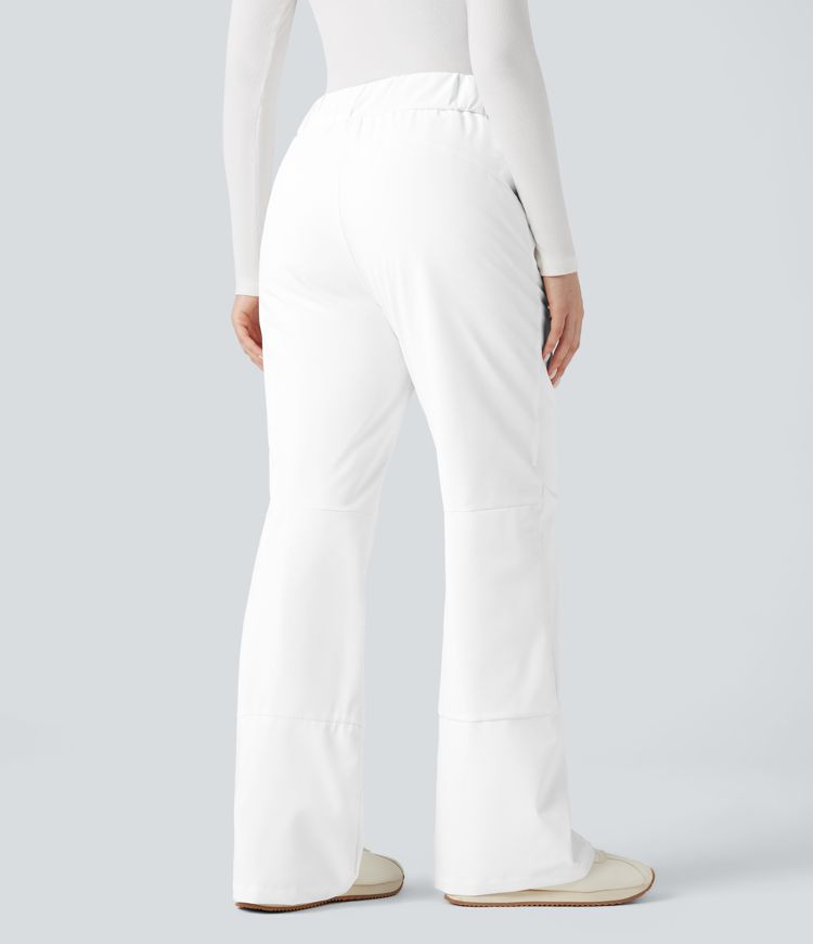 warme wandelbroek met hoge taille en bootcut model met zakken.