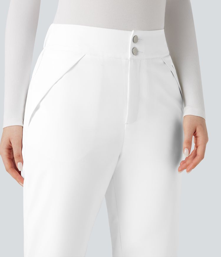 warme wandelbroek met hoge taille en bootcut model met zakken.