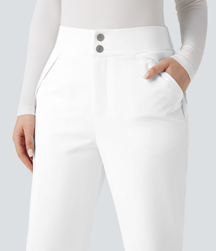 warme wandelbroek met hoge taille en bootcut model met zakken.
