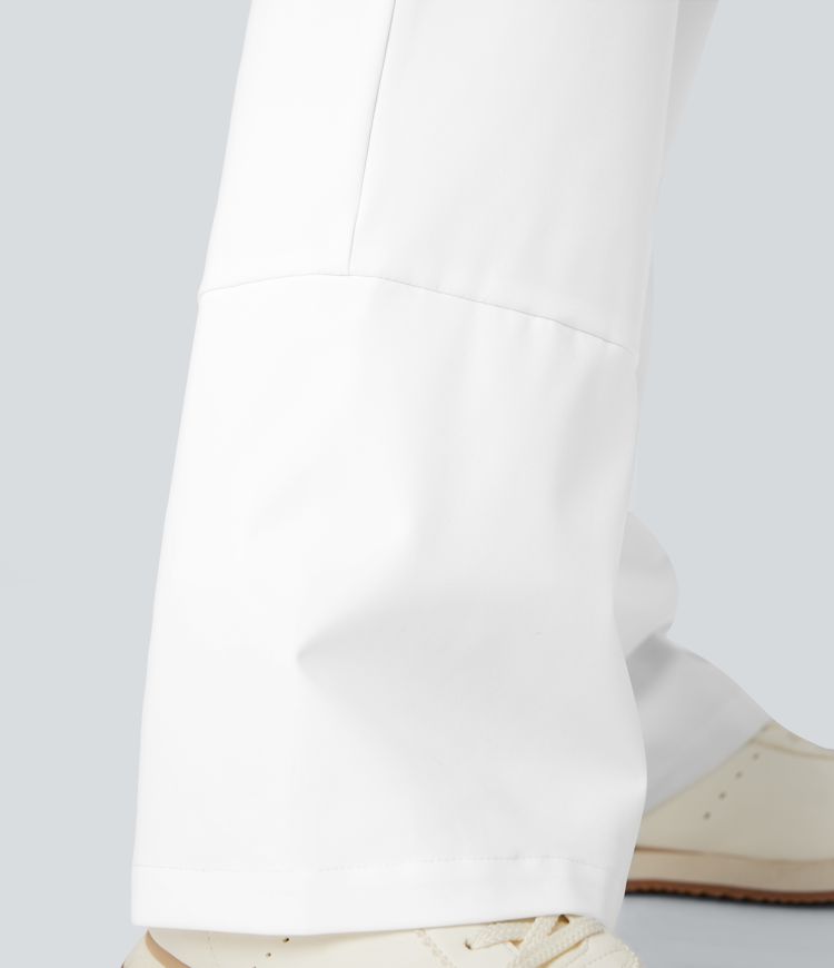warme wandelbroek met hoge taille en bootcut model met zakken.