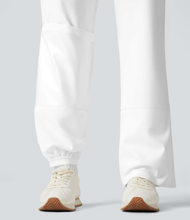 warme wandelbroek met hoge taille en bootcut model met zakken.
