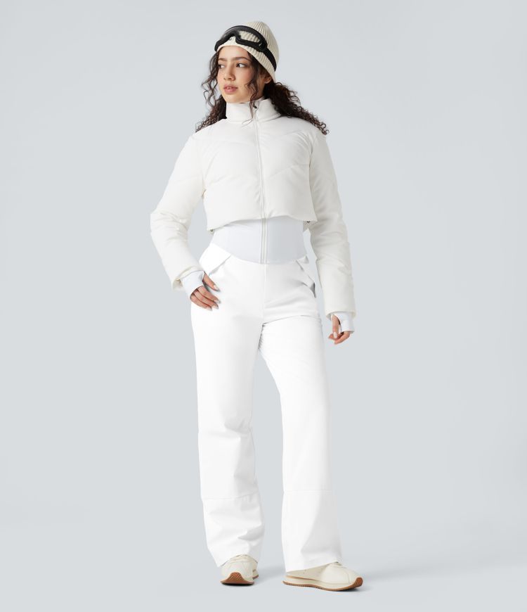 warme wandelbroek met hoge taille en bootcut model met zakken.