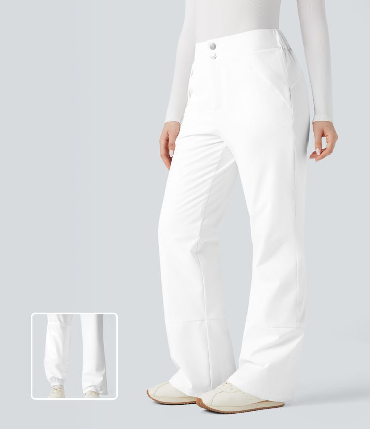 warme wandelbroek met hoge taille en bootcut model met zakken.