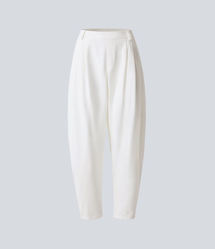 halara flex mid rise pocket barrel leg work pants
