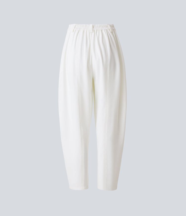 halara flex mid rise pocket barrel leg work pants