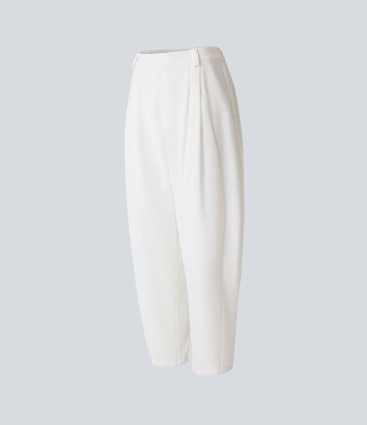 halara flex mid rise pocket barrel leg work pants