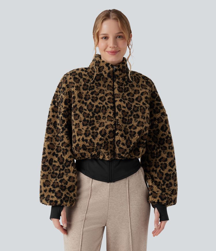 3-in-1 jas met opstaande kraag lange mouwen duimgaten en sherpa-jas met trekkoord in de zoom en zakken.