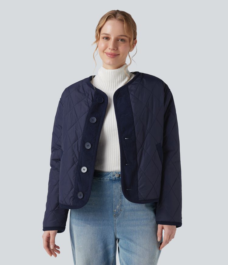 omkeerbaar casual sherpa-jack met lange mouwen en zakken twee looks in één