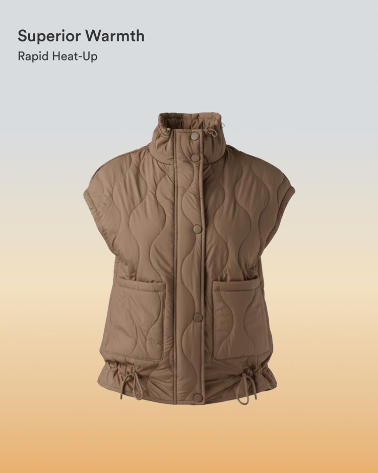 duurzaam waterafstotend casual gewatteerd vest met hoge hals en trekkoord in de zoom gemaakt van synthetisch dons met zakken.