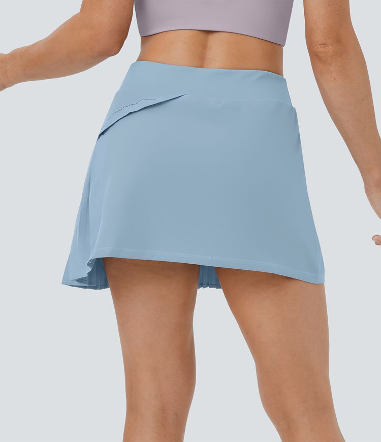 alledaagse 2-in-1 geplooide patchwork tennisrok - kinetic