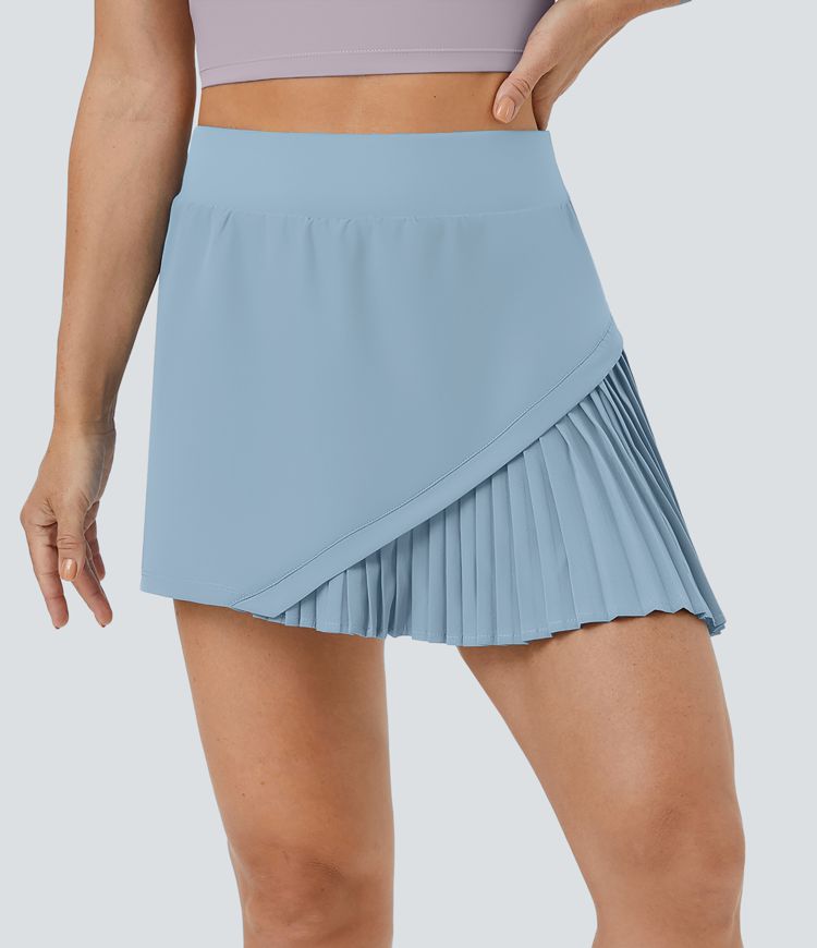 alledaagse 2-in-1 geplooide patchwork tennisrok - kinetic