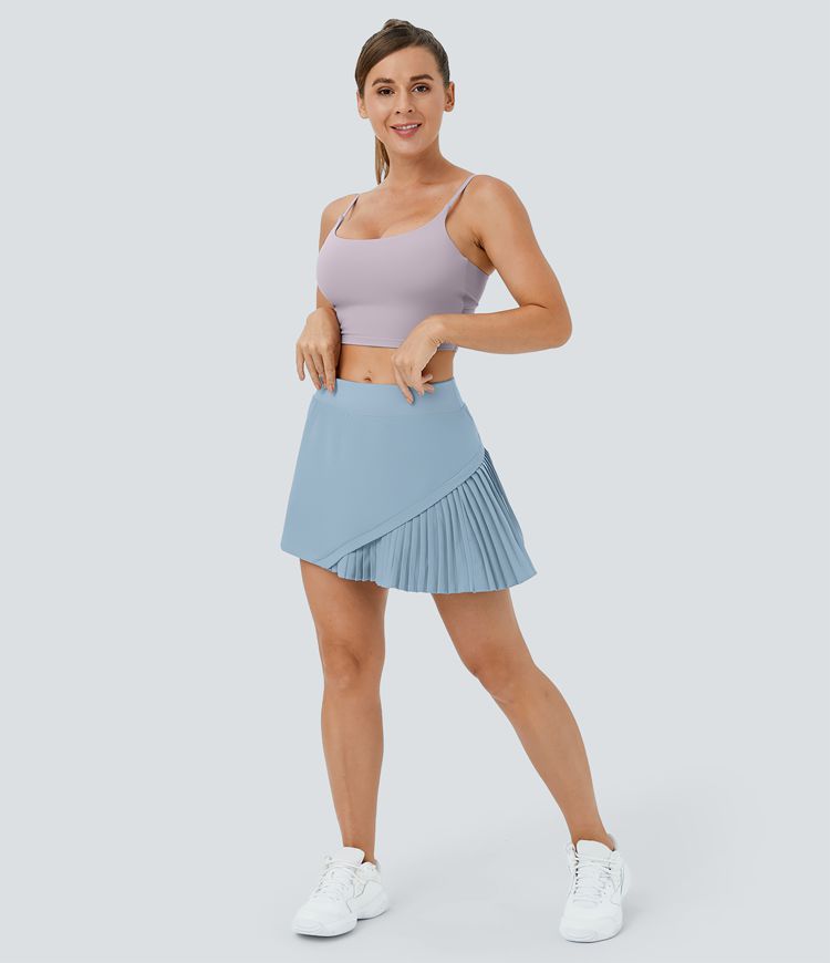 alledaagse 2-in-1 geplooide patchwork tennisrok - kinetic