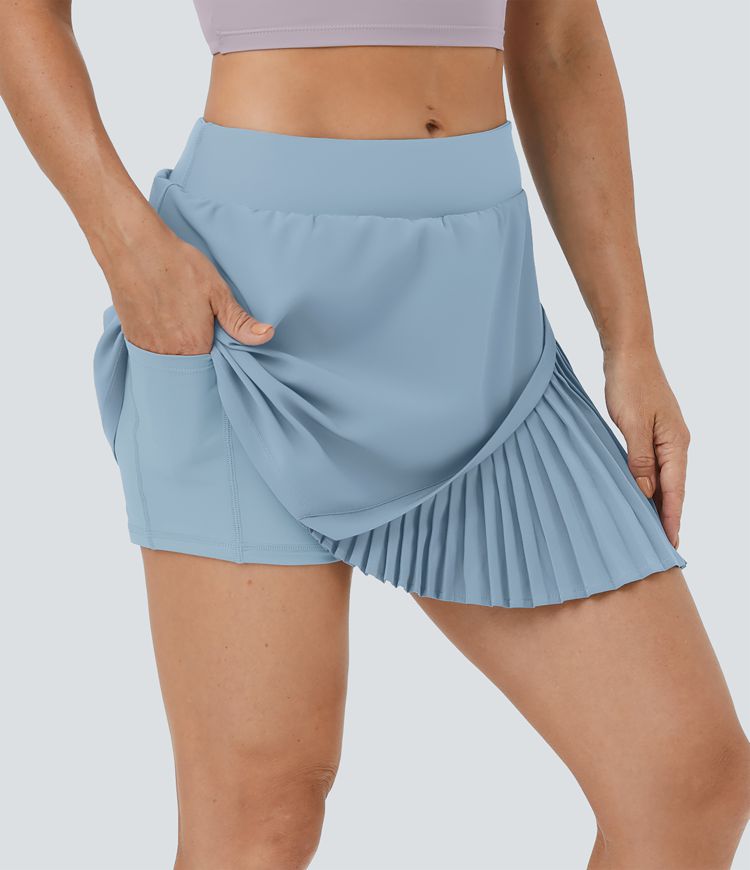 alledaagse 2-in-1 geplooide patchwork tennisrok - kinetic