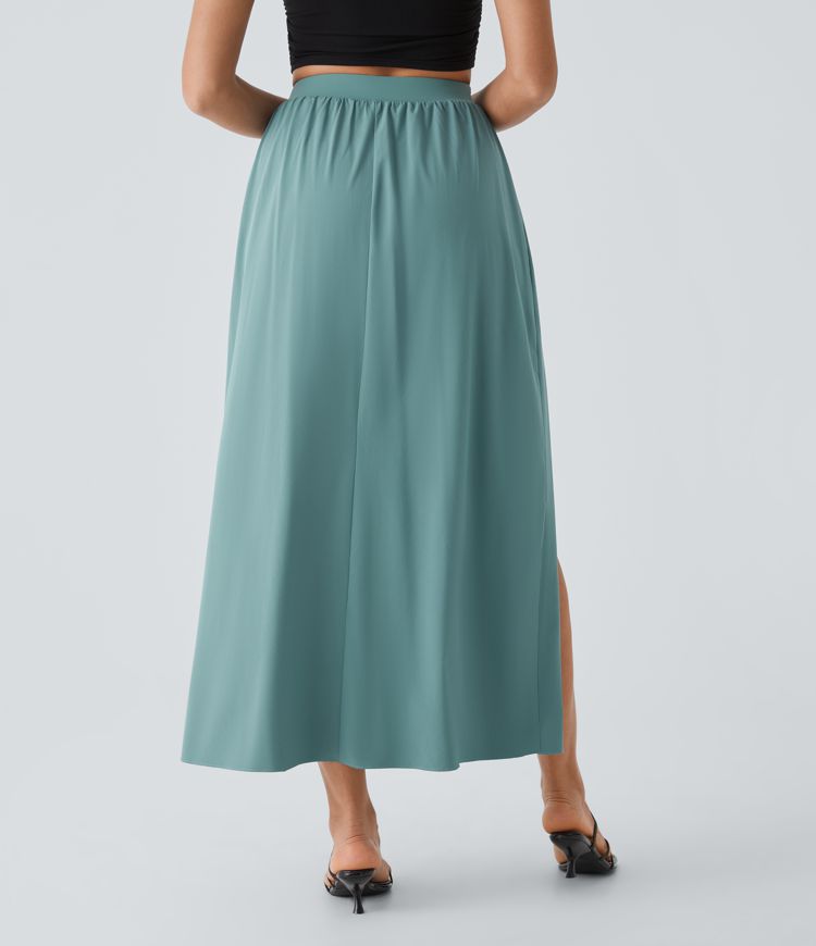breezeful maxi-rok met hoge taille en strik aan de voorkant zwierig en 2-in-1 sneldrogend en casual