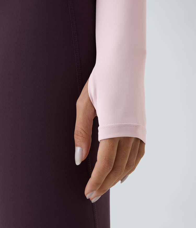 effen cropped yoga-sporttop met duimgaten