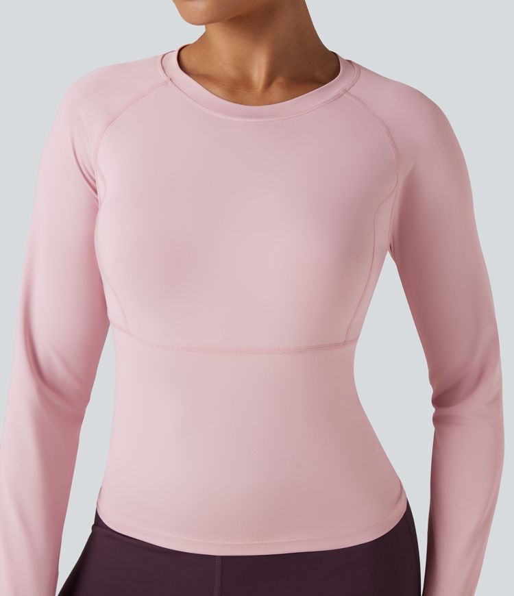 push-up top met lange mouwen en duimgaten voor yoga en sport