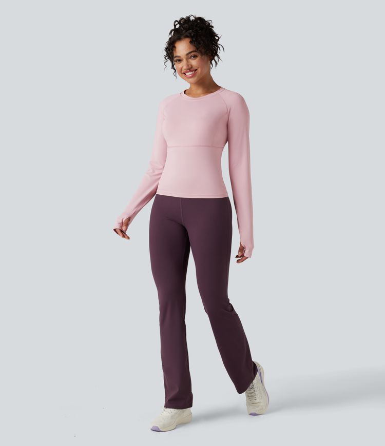 push-up top met lange mouwen en duimgaten voor yoga en sport