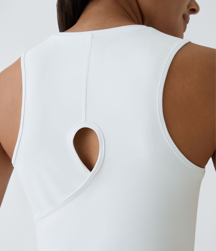 yoga tanktop met uitgesneden overslagzoom effen kleur