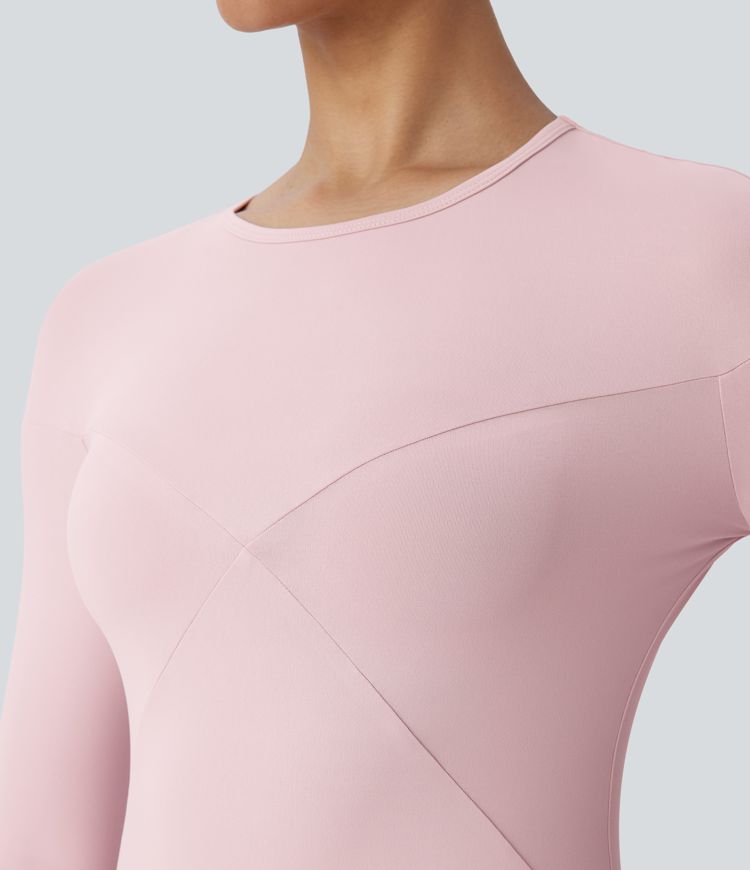 ronde hals lange mouwen effen nauwsluitende casual top