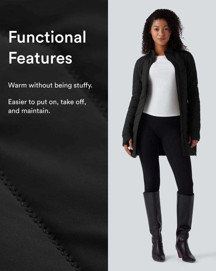 puffflex gewatteerde jas met opstaande kraag lange mouwen duimgaten ritssluiting aan de zoom stretch slim fit en zakken.