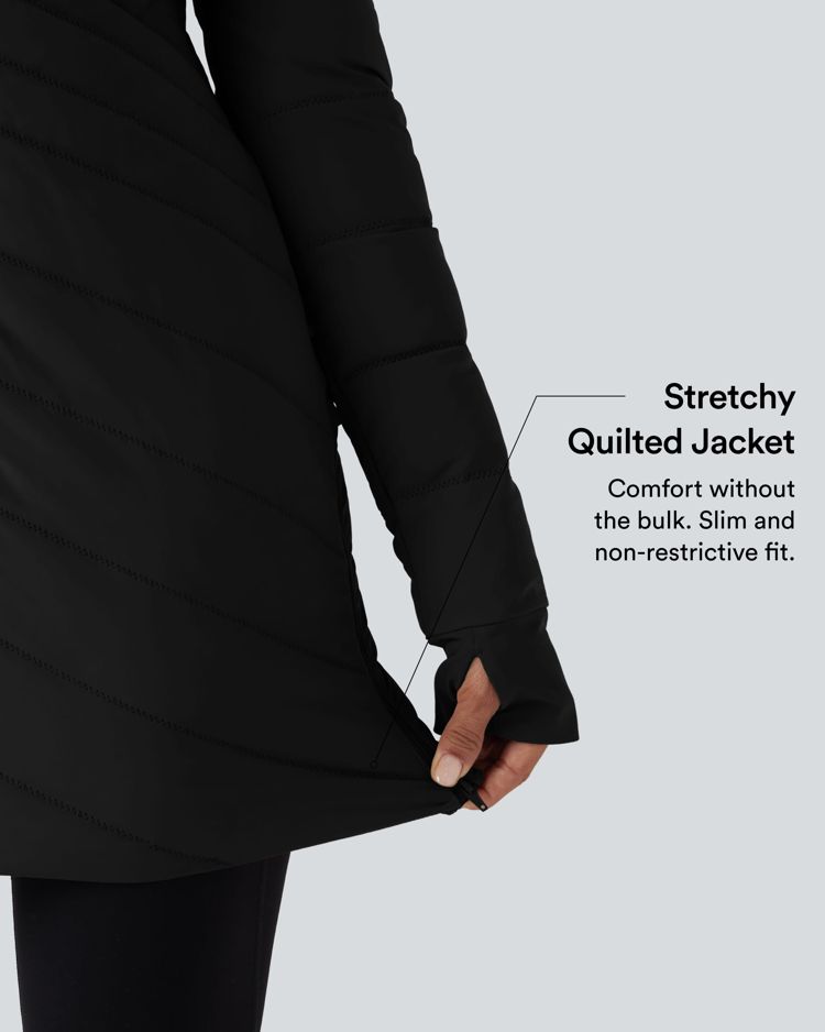 puffflex gewatteerde jas met opstaande kraag lange mouwen duimgaten ritssluiting aan de zoom stretch slim fit en zakken.