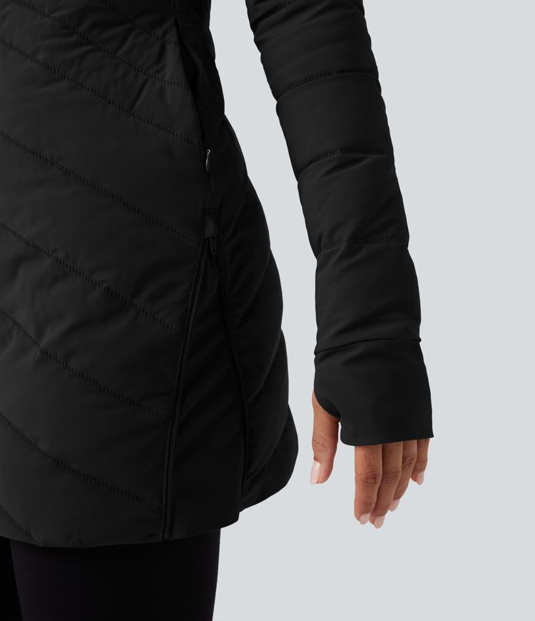 puffflex gewatteerde jas met opstaande kraag lange mouwen duimgaten ritssluiting aan de zoom stretch slim fit en zakken.