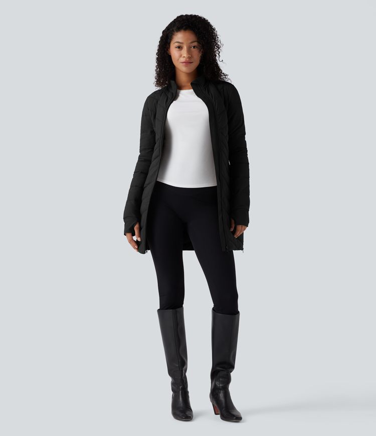 puffflex gewatteerde jas met opstaande kraag lange mouwen duimgaten ritssluiting aan de zoom stretch slim fit en zakken.