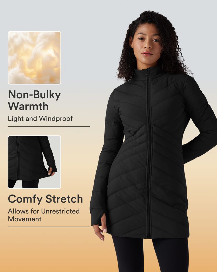puffflex gewatteerde jas met opstaande kraag lange mouwen duimgaten ritssluiting aan de zoom stretch slim fit en zakken.
