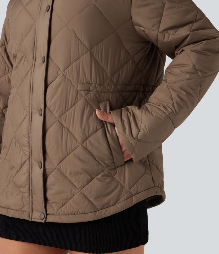 duurzame waterafstotende contrasterende corduroy jas met trekkoord en zakken geschikt voor een casual look.