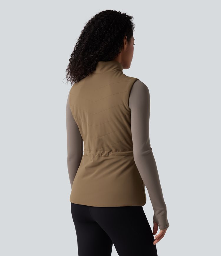 3-in-1 fleecejack met hoge kraag lange mouwen duimgaten en gewatteerd vest met zakken