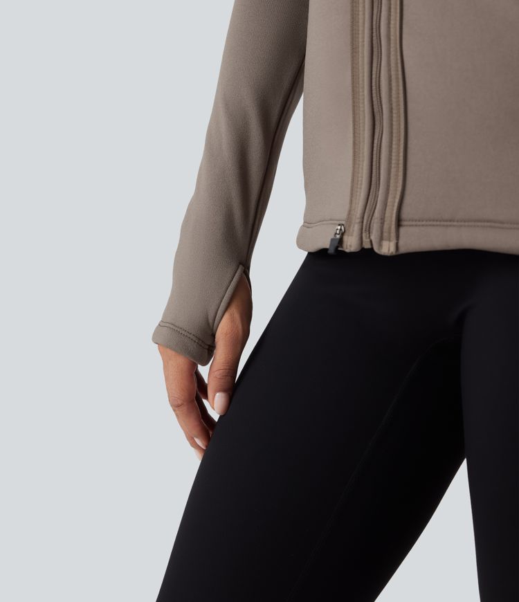 3-in-1 fleecejack met hoge kraag lange mouwen duimgaten en gewatteerd vest met zakken