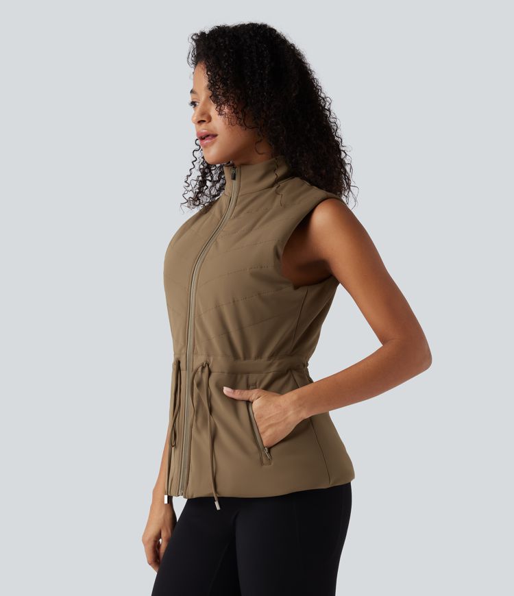 3-in-1 fleecejack met hoge kraag lange mouwen duimgaten en gewatteerd vest met zakken