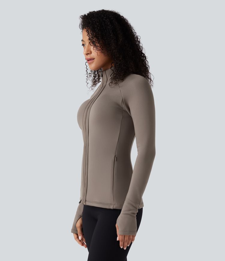 3-in-1 fleecejack met hoge kraag lange mouwen duimgaten en gewatteerd vest met zakken