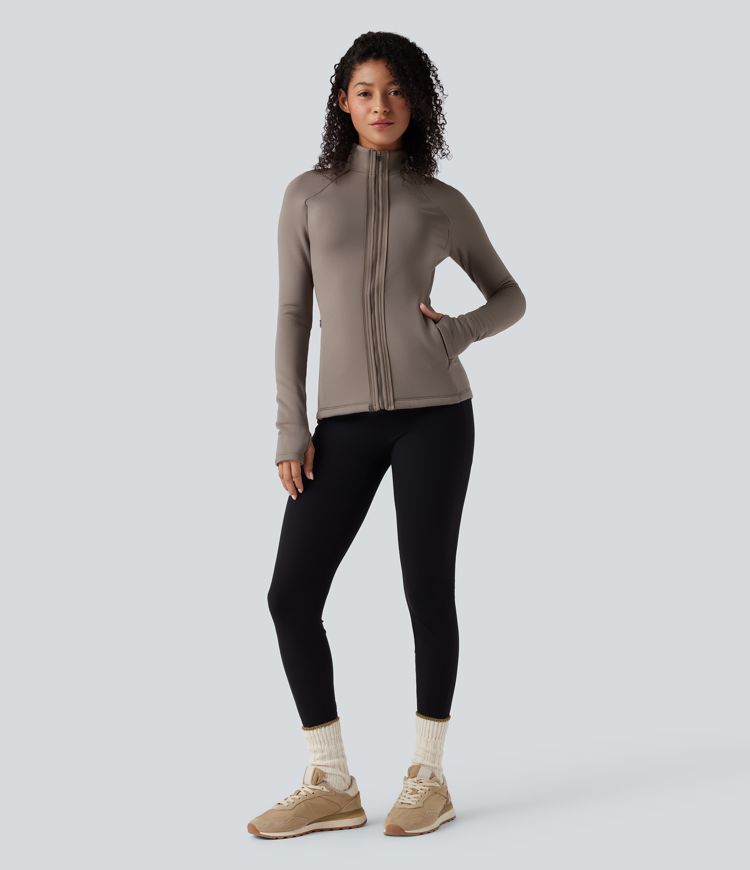 3-in-1 fleecejack met hoge kraag lange mouwen duimgaten en gewatteerd vest met zakken