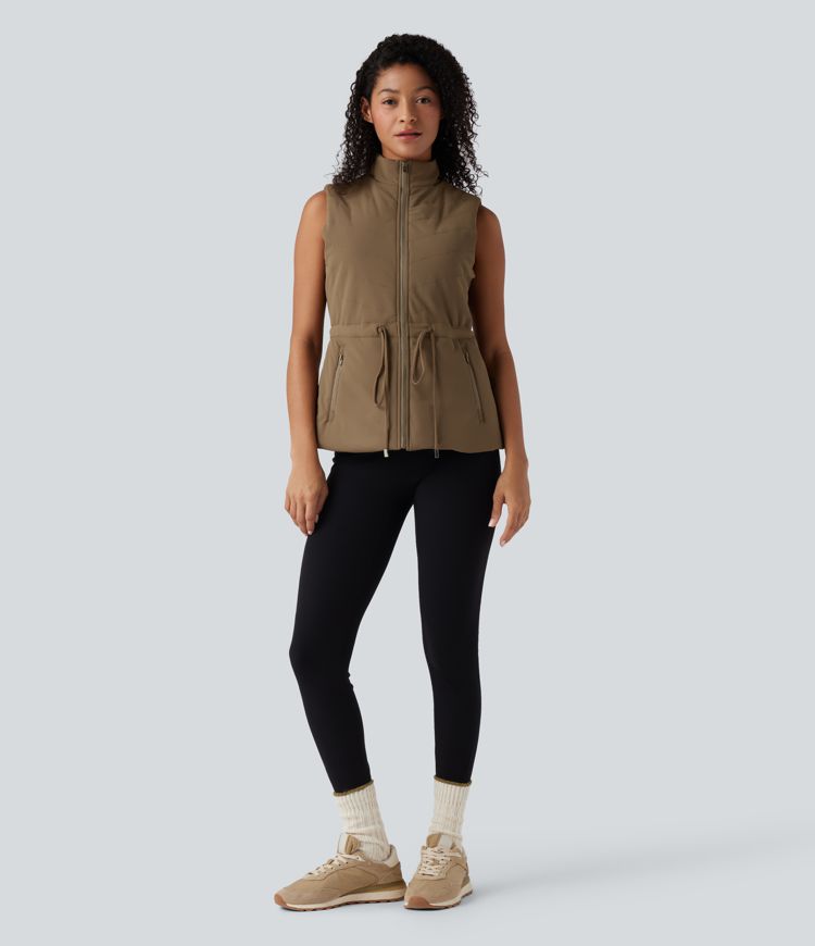 3-in-1 fleecejack met hoge kraag lange mouwen duimgaten en gewatteerd vest met zakken