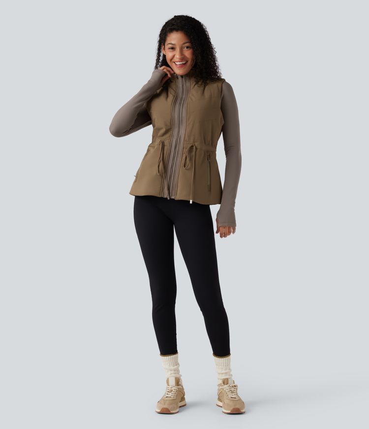 3-in-1 fleecejack met hoge kraag lange mouwen duimgaten en gewatteerd vest met zakken