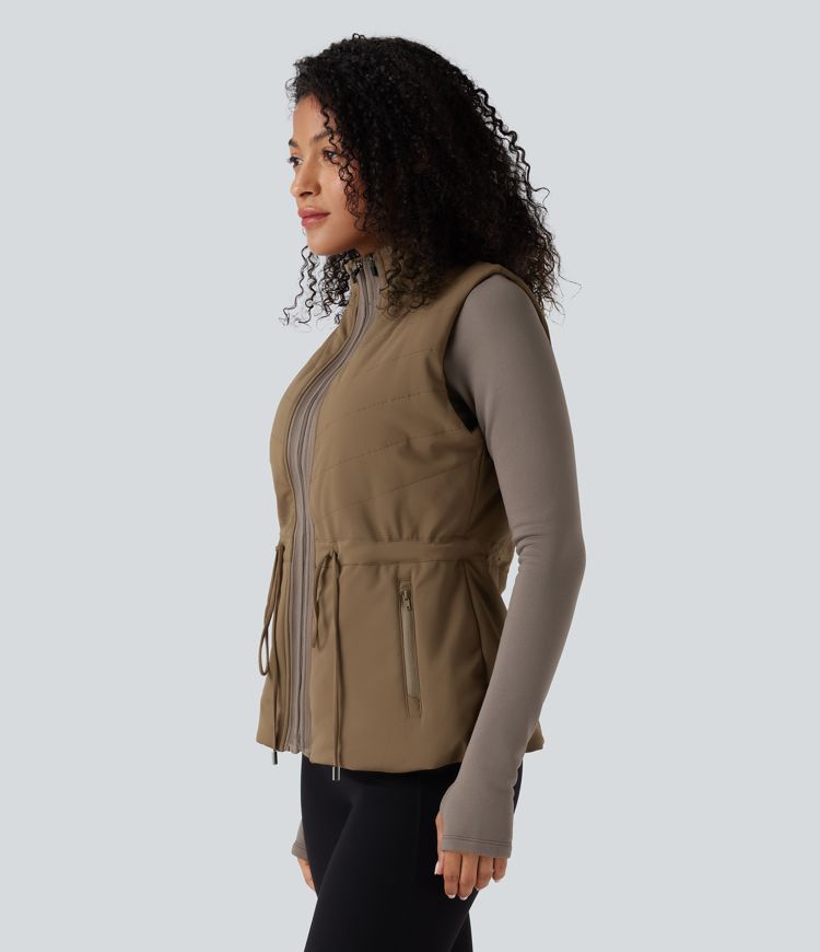 3-in-1 fleecejack met hoge kraag lange mouwen duimgaten en gewatteerd vest met zakken