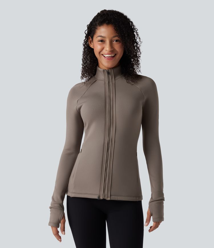 3-in-1 fleecejack met hoge kraag lange mouwen duimgaten en gewatteerd vest met zakken