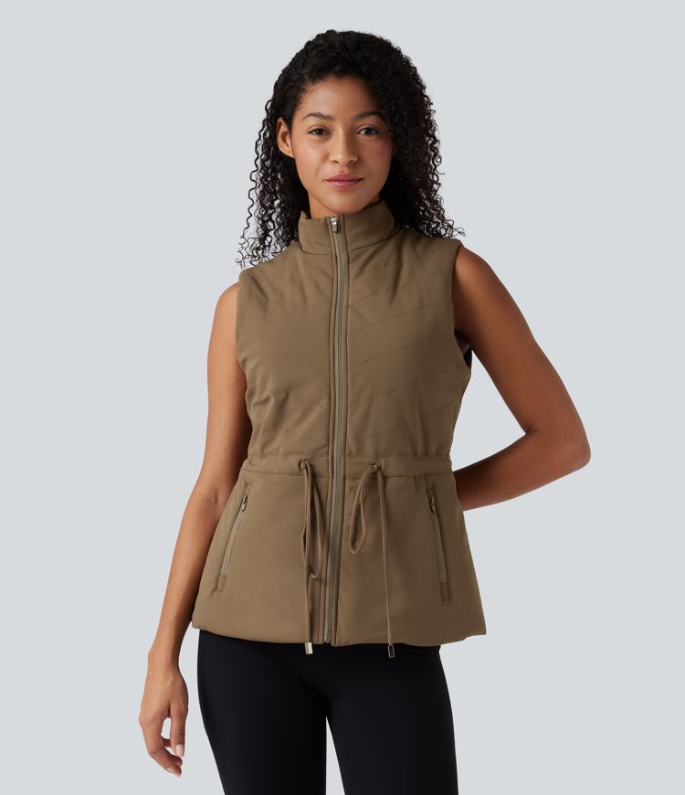 3-in-1 fleecejack met hoge kraag lange mouwen duimgaten en gewatteerd vest met zakken