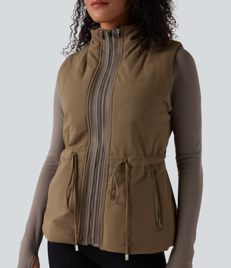 3-in-1 fleecejack met hoge kraag lange mouwen duimgaten en gewatteerd vest met zakken