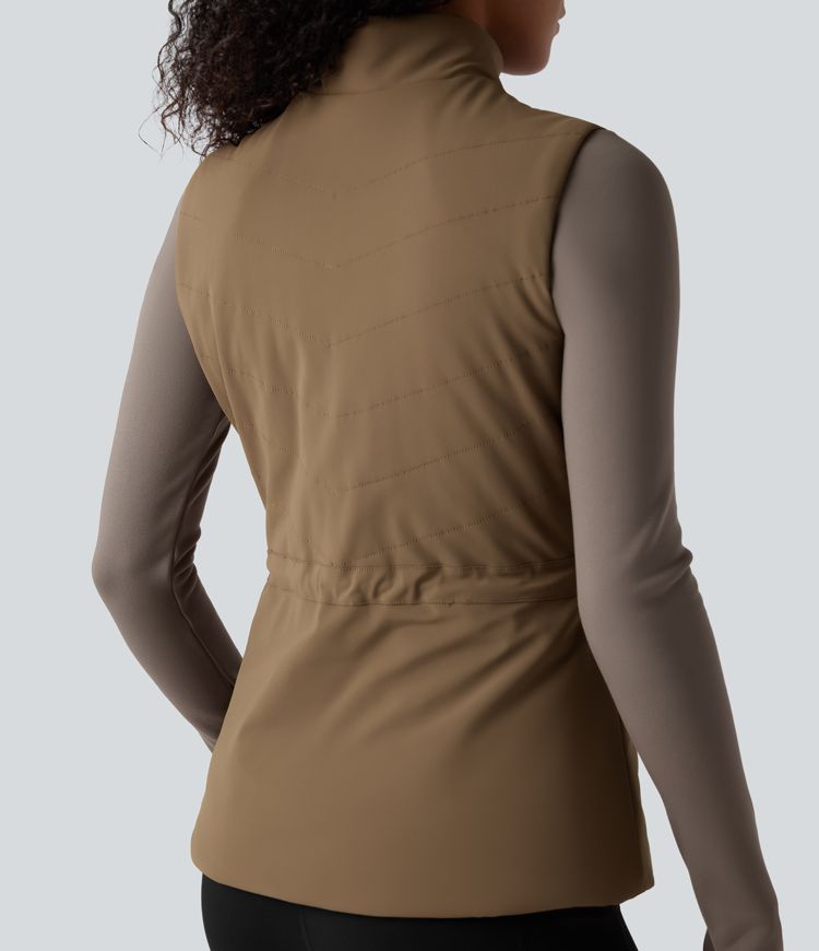 3-in-1 fleecejack met hoge kraag lange mouwen duimgaten en gewatteerd vest met zakken
