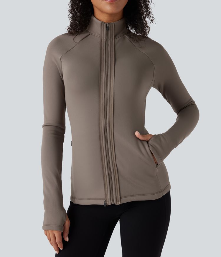 3-in-1 fleecejack met hoge kraag lange mouwen duimgaten en gewatteerd vest met zakken